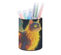 HETVBNS Strange Creature Pen Holder for Desk PU Leather Round Desk Organizer Multifunctional Makeup Brush Storage Aesthetic Desktop Supplies Stylish Pencil Holder for Office & Home