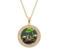 HETVBNS - Strawberry Snail Necklace, Alloy Round Pendant with Diamond, Elegant Pendant Necklace for Women Men, Una talla, Metal, Alloy.