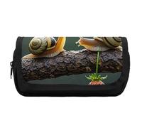 HETVBNS Strawberry Snail Pencil Case Extra Large, Double Layer Pencil Pouch with Zipper, Portable Cosmetic Bags for Travel, Office Stationery Organizer for Women Men