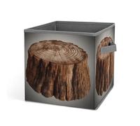 HETVBNS Stump of Oak Tree Storage Bins 10.6 Inch, Oxford Fabric Foldable Storage Cube Organizer Basket with Handles, Fabric Bins for Closet Shelves, Toys, Clothes, Books, Bedroom