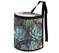 HETVBNS Succulent Plants Car Trash Can with Lid, Leakproof Hanging Automotive Trash Bin, Waterproof Garbage Storage Bag for Vehicles, RV, Bathroom, Office