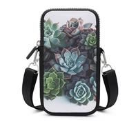 HETVBNS Succulent Plants Cell Phone Bag with Detachable Strap, Aesthetic Mini Sling Bag Small Crossbody Bag for Phone