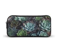HETVBNS Succulent Plants Pencil Case Large Capacity, Durable Pencil Pouch Portable Small Cosmetic Bag with Metal Zipper, Simple Makeup Pouch Aesthetic Toiletry Bag for Travel Office