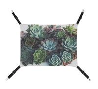 HETVBNS Succulent Plants Pet Hammock for Cats & Dogs, Soft Breathable Canvas Hanging Hammock with Adjustable Straps, Comfortable & Durable Hanging Bed for Small to Medium Pets