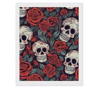 HETVBNS Sugar Skulls and Red Roses Diamond Painting Kits for Adults, Full Round Drill DIY Diamond Art for Beginners, 5D Gem Art and Crafts for Home Wall Decor 16"x20"