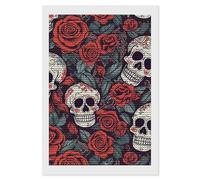 HETVBNS Sugar Skulls and Red Roses Diamond Painting Kits for Adults, Full Round Drill DIY Diamond Art for Beginners, 5D Gem Art and Crafts for Home Wall Decor 8"x12"