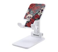 HETVBNS Sugar Skulls and Red Roses Phone Stand for Desk - Adjustable & Foldable Tablet Stand Portable Cell Phone Stand Holder Compatible with 4-13" Smartphones, Tablets