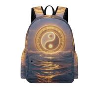 HETVBNS Taiji Ocean Backpack for Men Women, Durable Oxford Cloth Laptop Backpack, Lightweight Minimalism Bookbag for Work, Travel