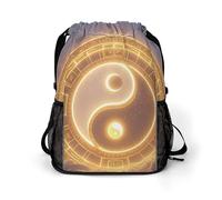 HETVBNS Taiji Ocean Drawstring Backpack, Dry Wet Separate Gym Bag Unisex Sports Drawstring Bag for Work, Fitness