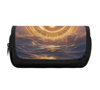 HETVBNS Taiji Ocean Pencil Case Extra Large, Double Layer Pencil Pouch with Zipper, Portable Cosmetic Bags for Travel, Office Stationery Organizer for Women Men