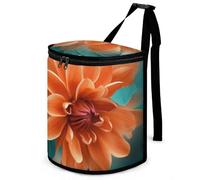 HETVBNS Teal and Flower Car Trash Can with Lid, Leakproof Hanging Automotive Trash Bin, Waterproof Garbage Storage Bag for Vehicles, RV, Bathroom, Office
