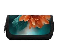 HETVBNS Teal And Flower Pencil Case Extra Large, Double Layer Pencil Pouch with Zipper, Portable Cosmetic Bags for Travel, Office Stationery Organizer for Women Men