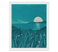 HETVBNS Teal Blue Diamond Painting Kits for Adults, Full Round Drill DIY Diamond Art for Beginners, 5D Gem Art and Crafts for Home Wall Decor 16"x20"