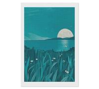 HETVBNS Teal Blue Diamond Painting Kits for Adults, Full Round Drill DIY Diamond Art for Beginners, 5D Gem Art and Crafts for Home Wall Decor 8"x12"