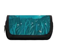 HETVBNS Teal Blue Pencil Case Extra Large, Double Layer Pencil Pouch with Zipper, Portable Cosmetic Bags for Travel, Office Stationery Organizer for Women Men