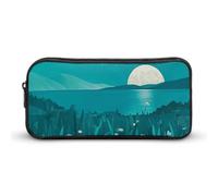 HETVBNS Teal Blue Pencil Case Large Capacity, Durable Pencil Pouch Portable Small Cosmetic Bag with Metal Zipper, Simple Makeup Pouch Aesthetic Toiletry Bag for Travel Office