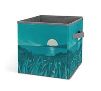 HETVBNS Teal Blue Storage Bins 10.6 Inch, Oxford Fabric Foldable Storage Cube Organizer Basket with Handles, Fabric Bins for Closet Shelves, Toys, Clothes, Books, Bedroom