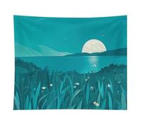 HETVBNS Teal Blue Tapestry Wall Hanging - 50"x60" Aesthetic Tapestries Soft Polyester Wall Art Decor Large Tapestry for Bedroom Living Room Dorm Backdrop, Hanging Kit Included