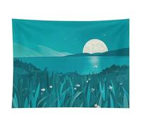 HETVBNS Teal Blue Tapestry Wall Hanging - 60"x80" Aesthetic Tapestries Soft Polyester Wall Art Decor Large Tapestry for Bedroom Living Room Dorm Backdrop, Hanging Kit Included