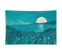 HETVBNS Teal Blue Tapestry Wall Hanging - 60"x90" Aesthetic Tapestries Soft Polyester Wall Art Decor Large Tapestry for Bedroom Living Room Dorm Backdrop, Hanging Kit Included