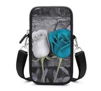 HETVBNS Teal Gray Rose Cell Phone Bag with Detachable Strap, Aesthetic Mini Sling Bag Small Crossbody Bag for Phone