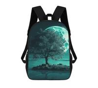 HETVBNS Teal Tree in Moonlight Backpack for Women Men, Durable 600D Polyester Bookbag with Large Capacity, Lightweight 17 Inch Laptop Backpack Minimalism Casual Daypack for Work, Travel