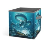 HETVBNS The Dragon King Storage Bins 10.6 Inch, Oxford Fabric Foldable Storage Cube Organizer Basket with Handles, Fabric Bins for Closet Shelves, Toys, Clothes, Books, Bedroom