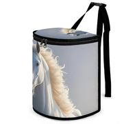 HETVBNS The Galloping Horse is Galloping Car Trash Can with Lid, Leakproof Hanging Automotive Trash Bin, Waterproof Garbage Storage Bag for Vehicles, RV, Bathroom, Office