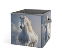 HETVBNS The Galloping Horse Is Galloping Storage Bins 10.6 Inch, Oxford Fabric Foldable Storage Cube Organizer Basket with Handles, Fabric Bins for Closet Shelves, Toys, Clothes, Books, Bedroom