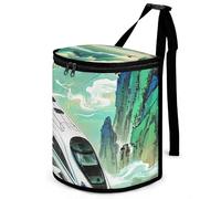 HETVBNS The High-Speed Rail is Speeding Car Trash Can with Lid, Leakproof Hanging Automotive Trash Bin, Waterproof Garbage Storage Bag for Vehicles, RV, Bathroom, Office