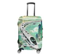 HETVBNS The High-speed Rail Is Speeding Luggage Cover, Elastic Luggage Protector Fits 19-32in Suitcases, Washable & Anti-Scratch Suitcase Cover for Men Women, style, Small, Classic