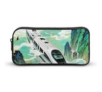 HETVBNS The High-speed Rail Is Speeding Pencil Case Large Capacity Zipper Pouch, Durable Pencil Box Organizer, Portable Small Cosmetic Bag for Office, Travel