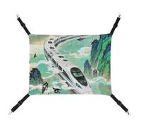 HETVBNS The High-Speed Rail is Speeding Pet Hammock for Cats & Dogs, Soft Breathable Canvas Hanging Hammock with Adjustable Straps, Comfortable & Durable Hanging Bed for Small to Medium Pets