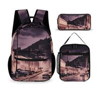 HETVBNS The Old Hollywood Backpack Set 3 Piece, Durable Backpack Insulated Lunch Bag Portable Pencil Case for Men Women