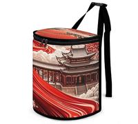 HETVBNS The Road of Color Car Trash Can with Lid, Leakproof Hanging Automotive Trash Bin, Waterproof Garbage Storage Bag for Vehicles, RV, Bathroom, Office