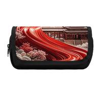 HETVBNS The Road of Color Pencil Case Extra Large, Double Layer Pencil Pouch with Zipper, Portable Cosmetic Bags for Travel, Office Stationery Organizer for Women Men
