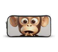 HETVBNS The Silent Monkey Pencil Case Large Capacity, Durable Pencil Pouch Portable Small Cosmetic Bag with Metal Zipper, Simple Makeup Pouch Aesthetic Toiletry Bag for Travel Office