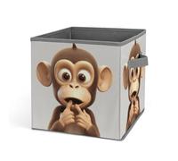HETVBNS The Silent Monkey Storage Bins 10.6 Inch, Oxford Fabric Foldable Storage Cube Organizer Basket with Handles, Fabric Bins for Closet Shelves, Toys, Clothes, Books, Bedroom