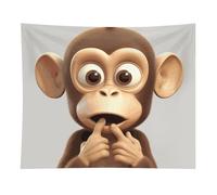 HETVBNS The Silent Monkey Tapestry Wall Hanging - 50"x60" Aesthetic Tapestries Soft Polyester Wall Art Decor Large Tapestry for Bedroom Living Room Dorm Backdrop, Hanging Kit Included