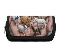 HETVBNS The Twelve Chinese Zodiac Signs Pencil Case Extra Large, Double Layer Pencil Pouch with Zipper, Portable Cosmetic Bags for Travel, Office Stationery Organizer for Women Men