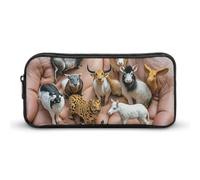 HETVBNS The Twelve Chinese Zodiac Signs Pencil Case Large Capacity Zipper Pouch, Durable Pencil Box Organizer, Portable Small Cosmetic Bag for Office, Travel