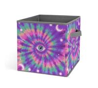 HETVBNS Tie Dye Hippies Print Storage Bins 10.6 Inch, Oxford Fabric Foldable Storage Cube Organizer Basket with Handles, Fabric Bins for Closet Shelves, Toys, Clothes, Books, Bedroom