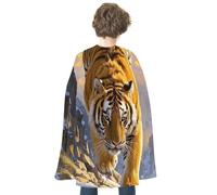 HETVBNS Tiger Descending Mountain Halloween Cape Reversible Cosplay Costume Party Cloak for Masquerade, Christmas, Role Play