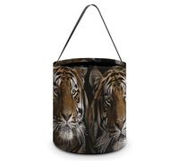 HETVBNS Tiger in Cave Candy Bag Halloween Trick Or Treat Bucket 7.9x8.3in, Reusable Gift Bags for Party Holiday Wedding