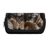 HETVBNS Tiger in Cave Pencil Case Extra Large, Double Layer Pencil Pouch with Zipper, Portable Cosmetic Bags for Travel, Office Stationery Organizer for Women Men
