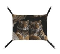 HETVBNS Tiger in Cave Pet Hammock for Cats & Dogs, Soft Breathable Canvas Hanging Hammock with Adjustable Straps, Comfortable & Durable Hanging Bed for Small to Medium Pets