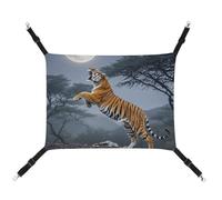 HETVBNS Tiger Moon Pet Hammock for Cats & Dogs, Soft Breathable Canvas Hanging Hammock with Adjustable Straps, Comfortable & Durable Hanging Bed for Small to Medium Pets