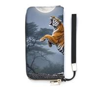 HETVBNS Tiger Moon Wallet, Elegant Wristlet Wallet with Multi-Card Slots, PU Leather Long Purse for Women, Men