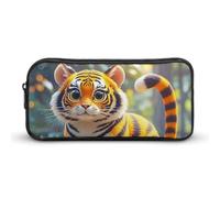 HETVBNS Tiger Stripes Orange Pencil Case Large Capacity Zipper Pouch, Durable Pencil Box Organizer, Portable Small Cosmetic Bag for Office, Travel