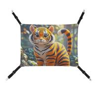 HETVBNS Tiger Stripes Orange Pet Hammock for Cats & Dogs, Soft Breathable Canvas Hanging Hammock with Adjustable Straps, Comfortable & Durable Hanging Bed for Small to Medium Pets